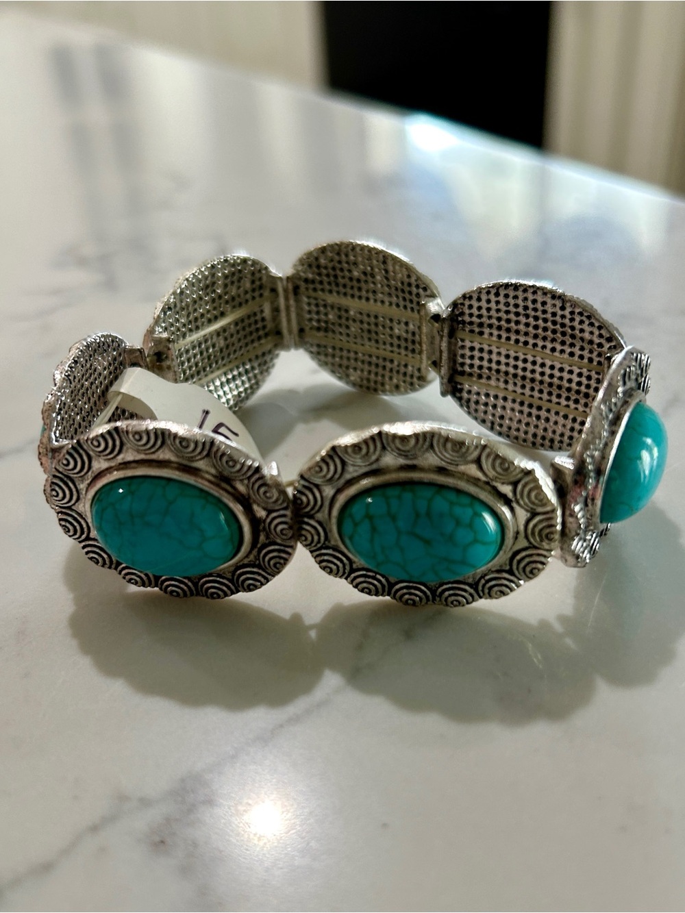 Silver-Tone Turquoise Stretch Bracelet - Women's Jewelry